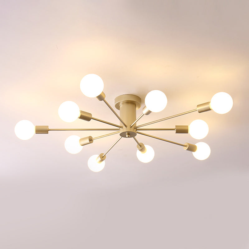 Radiaal metaalspoeling Mount Lighting Industrial Living Room Semi Flush Light