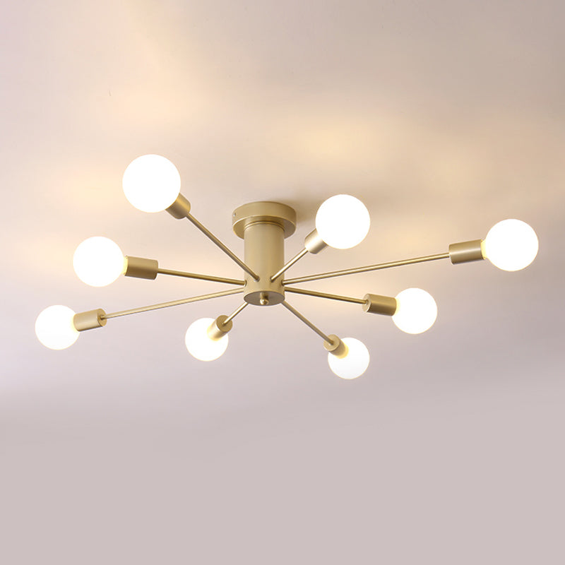 Radiaal metaalspoeling Mount Lighting Industrial Living Room Semi Flush Light