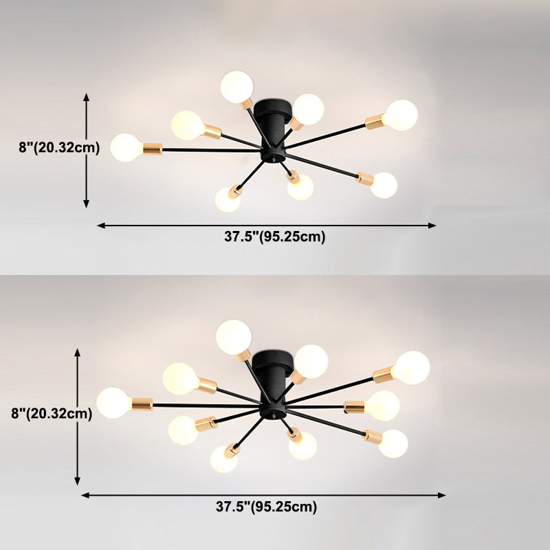 Radiaal metaalspoeling Mount Lighting Industrial Living Room Semi Flush Light