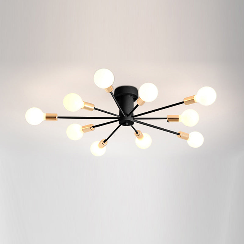 Radiaal metaalspoeling Mount Lighting Industrial Living Room Semi Flush Light