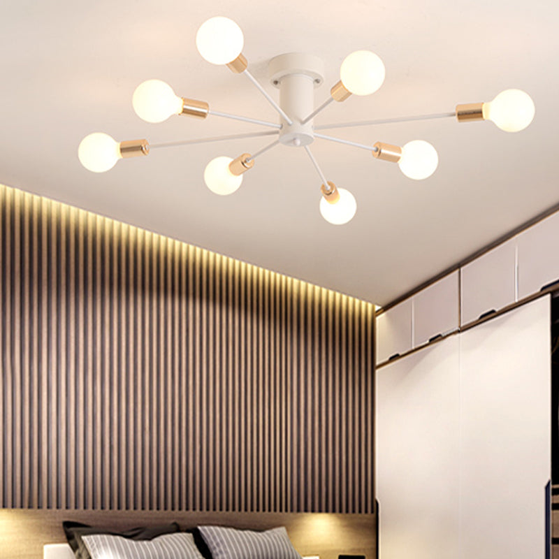 Radiaal metaalspoeling Mount Lighting Industrial Living Room Semi Flush Light