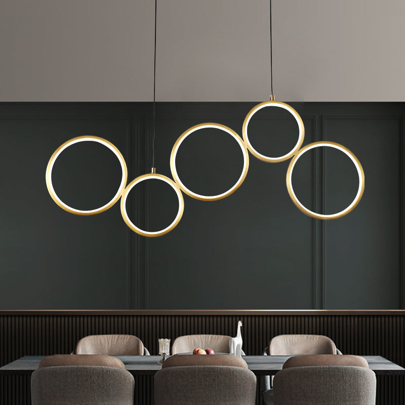 Circle Shape Island Lights Modern Style Metal 5-Light Island Lighting