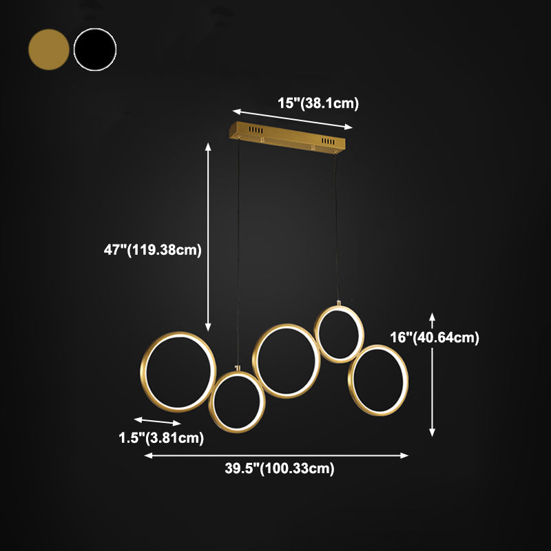 Circle Shape Island Lights Modern Style Metal 5-Light Island Lighting