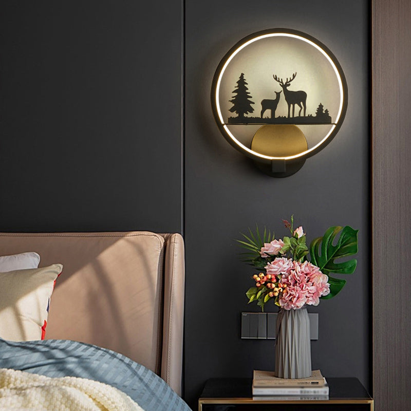 Nordic Style Metal Wall Light Round 10" Wide Wall Sconce for Living Room