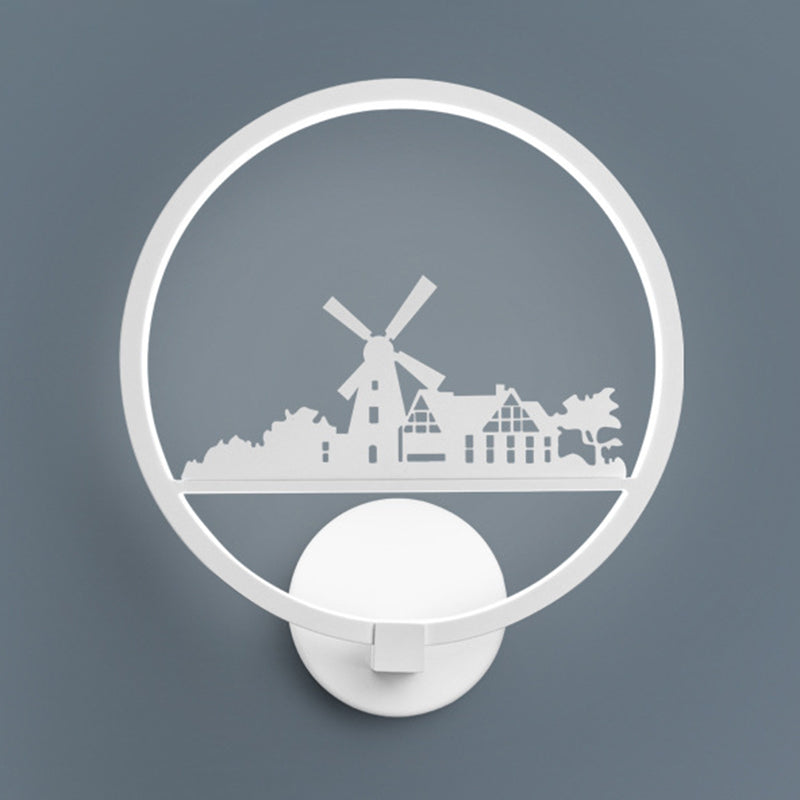 Nordic Style Metal Wall Light Round 10" Wide Wall Sconce for Living Room