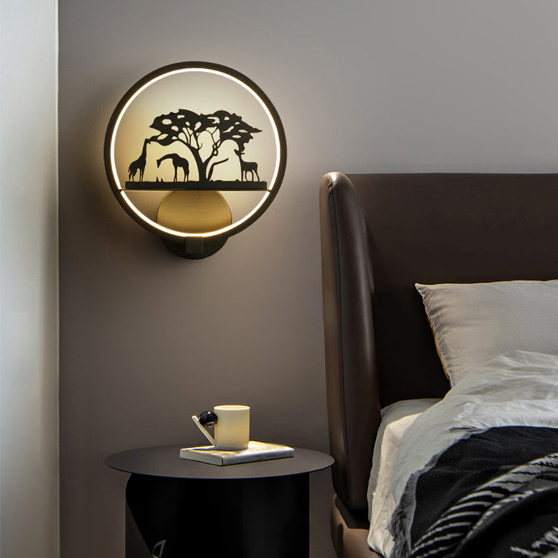 Nordic Style Metal Wall Light Round 10" Wide Wall Sconce for Living Room