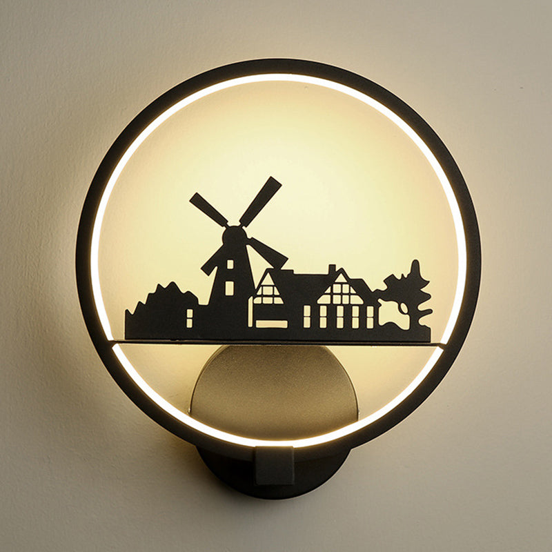 Nordic Style Metal Wall Light Round 10" Wide Wall Sconce for Living Room