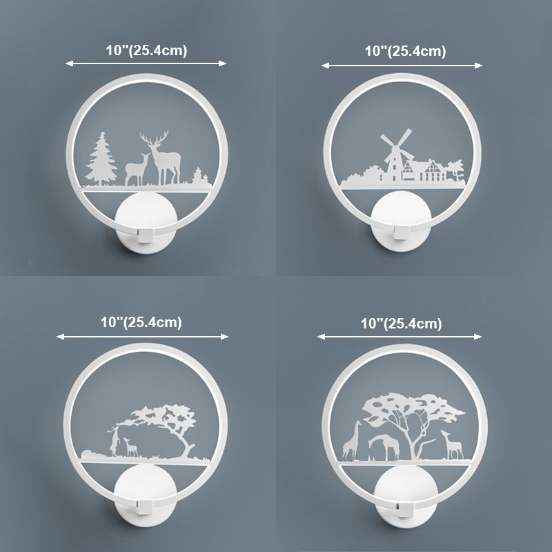 Nordic Style Metal Wall Light Round 10" Wide Wall Sconce for Living Room