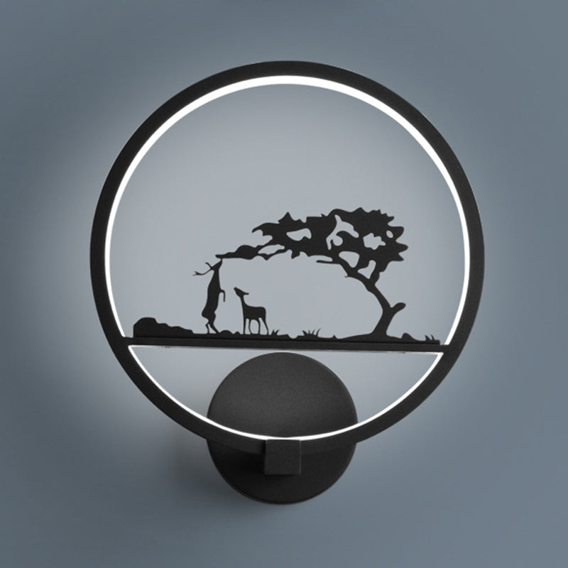 Nordic Style Metal Wall Light Round 10" Wide Wall Sconce for Living Room