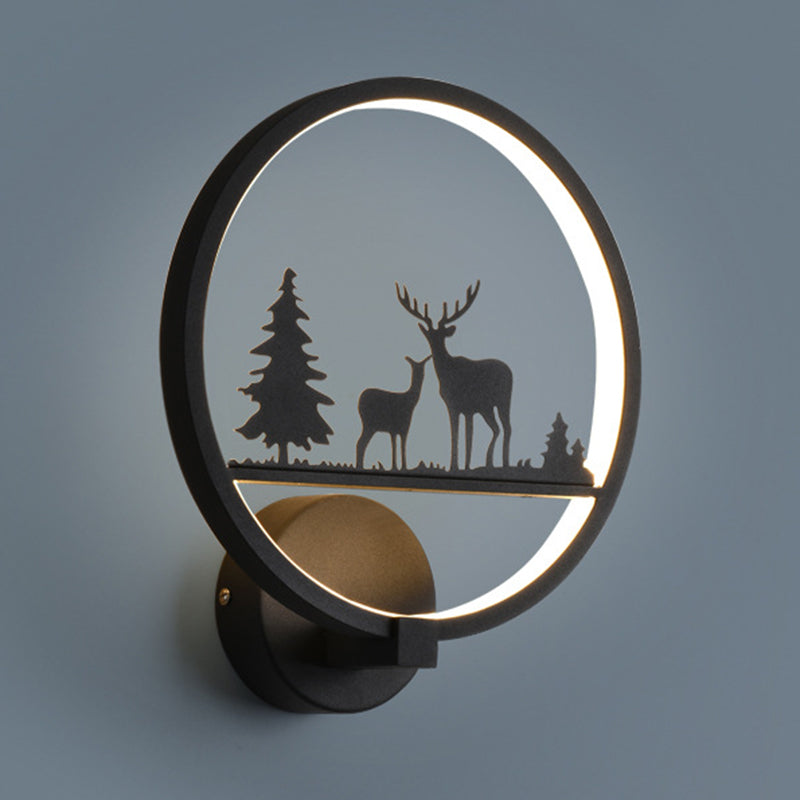 Nordic Style Metal Wall Light Round 10" Wide Wall Sconce for Living Room