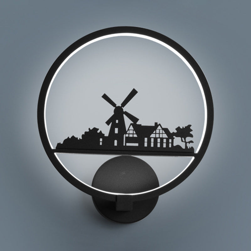 Nordic Style Metal Wall Light Round 10" Wide Wall Sconce for Living Room