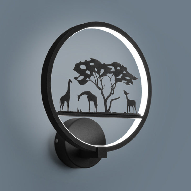 Nordic Style Metal Wall Light Round 10" Wide Wall Sconce for Living Room