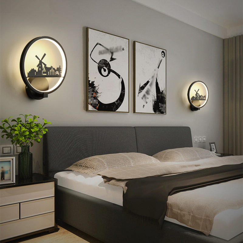 Nordic Style Metal Wall Light Round 10" Wide Wall Sconce for Living Room