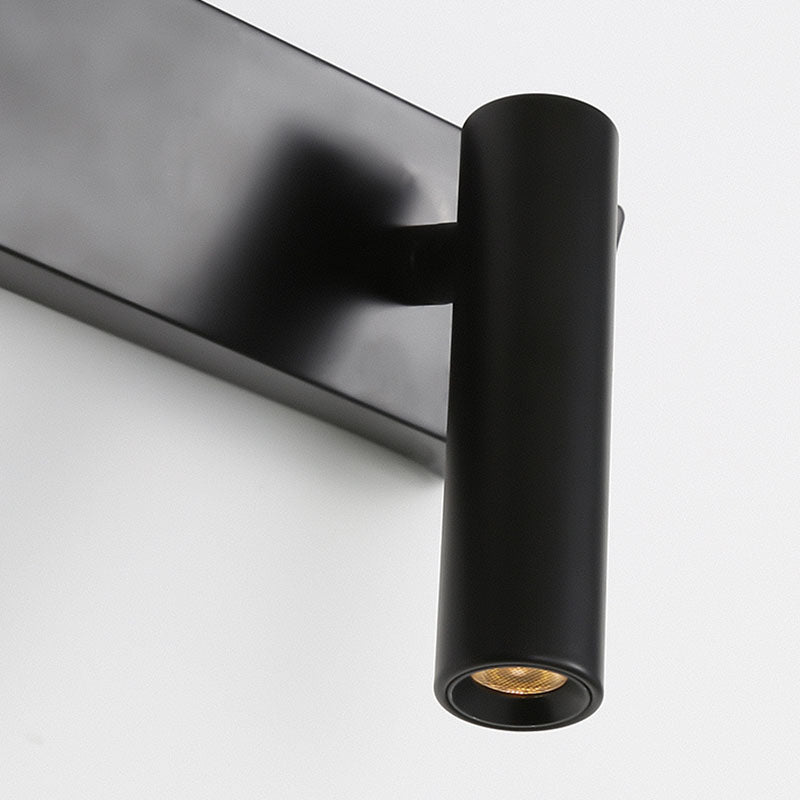 Moderne Metallwandleuchte gerade 3 Leuchten LED -Wandleuchten in Schwarz für Schlafzimmer