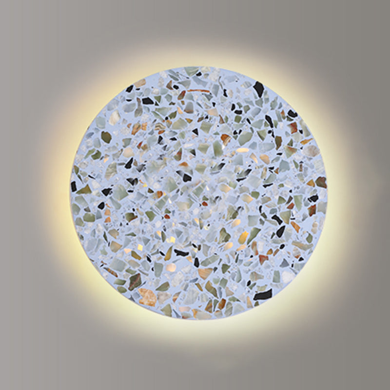 Nordic Style LED Wall Light Geometry Round Colorful Wall Lamp with Stone Shade for Bedroom