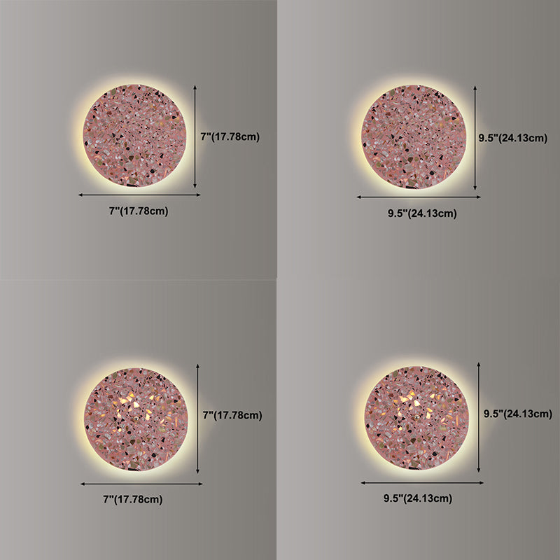 Nordic Style LED Wall Light Geometry Round Colorful Wall Lamp with Stone Shade for Bedroom