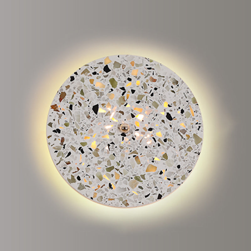 Nordic Style LED Wall Light Geometry Round Colorful Wall Lamp with Stone Shade for Bedroom