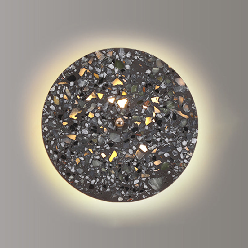 Nordic Style LED Wall Light Geometry Round Colorful Wall Lamp with Stone Shade for Bedroom