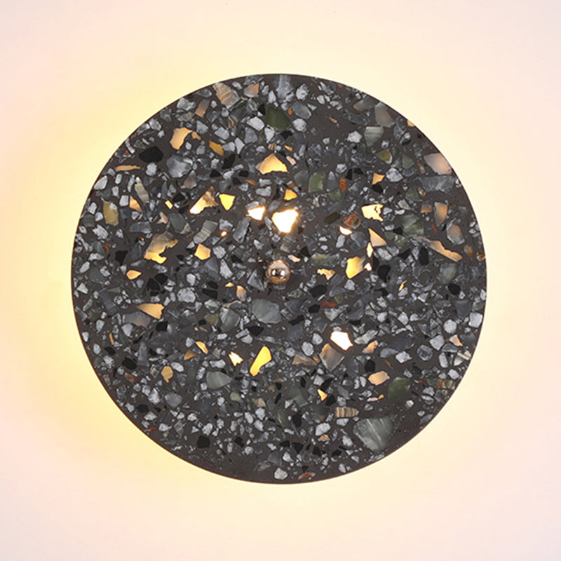 Nordic Style LED Wall Light Geometry Round Colorful Wall Lamp with Stone Shade for Bedroom