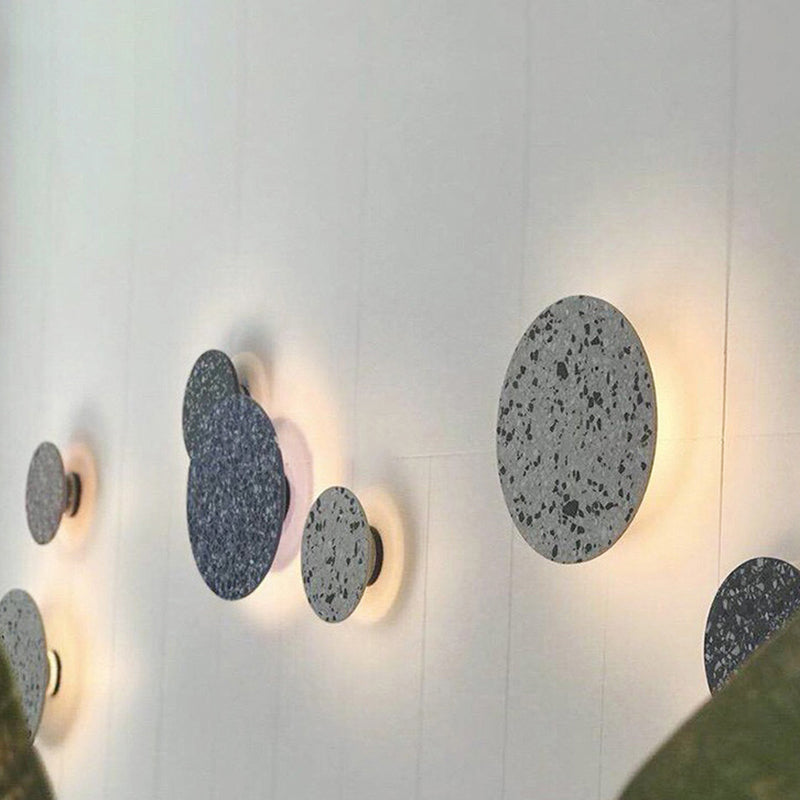 Nordic Style LED Wall Light Geometry Round Colorful Wall Lamp with Stone Shade for Bedroom