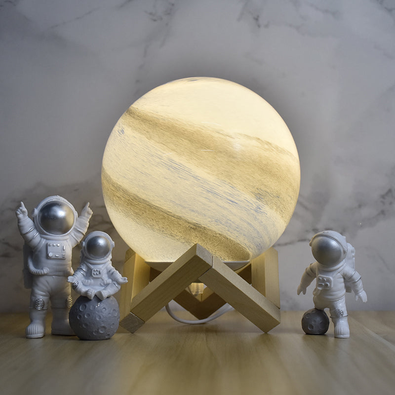 Lampe de table de style moderne 1 lumière de bureau en bois avec nuance en verre pour le salon