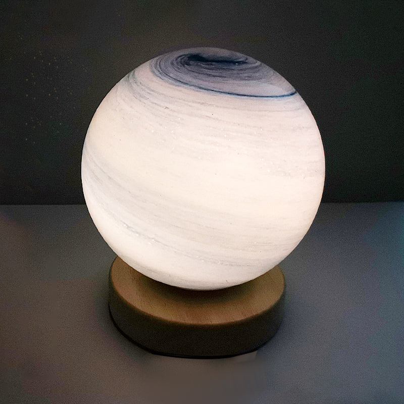 Lampe de table de style moderne 1 lumière de bureau en bois avec nuance en verre pour le salon