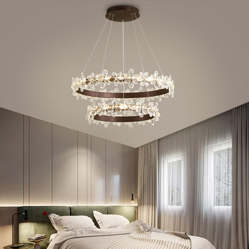 Postmodern Crystal Circle Circle Lámpara Luz de lujo Luz de lujo para dormitorio