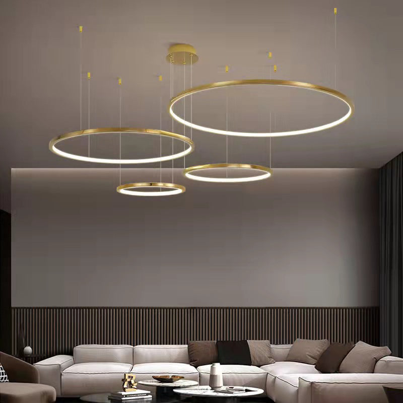 Cercle d'éclairage de lustre doré en acier inoxydable lampe à lustre simple