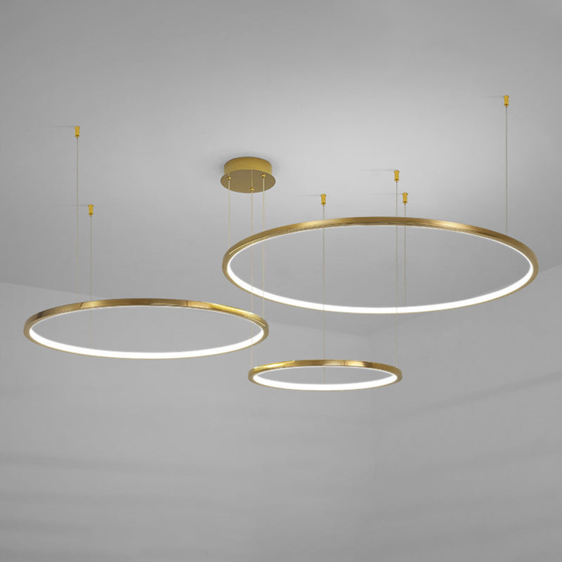 Cercle d'éclairage de lustre doré en acier inoxydable lampe à lustre simple