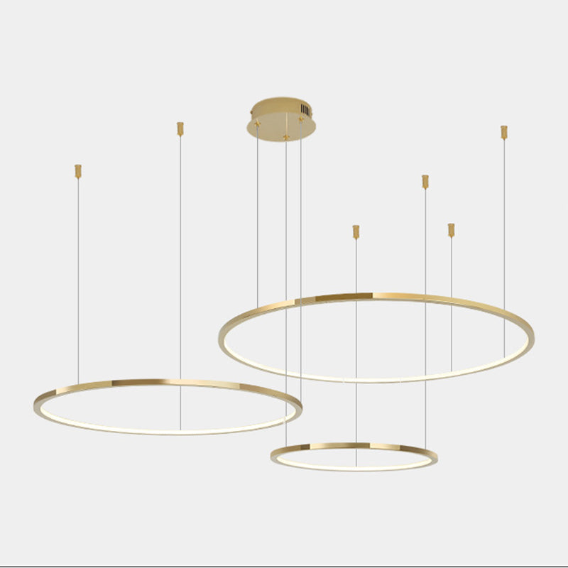 Cercle d'éclairage de lustre doré en acier inoxydable lampe à lustre simple