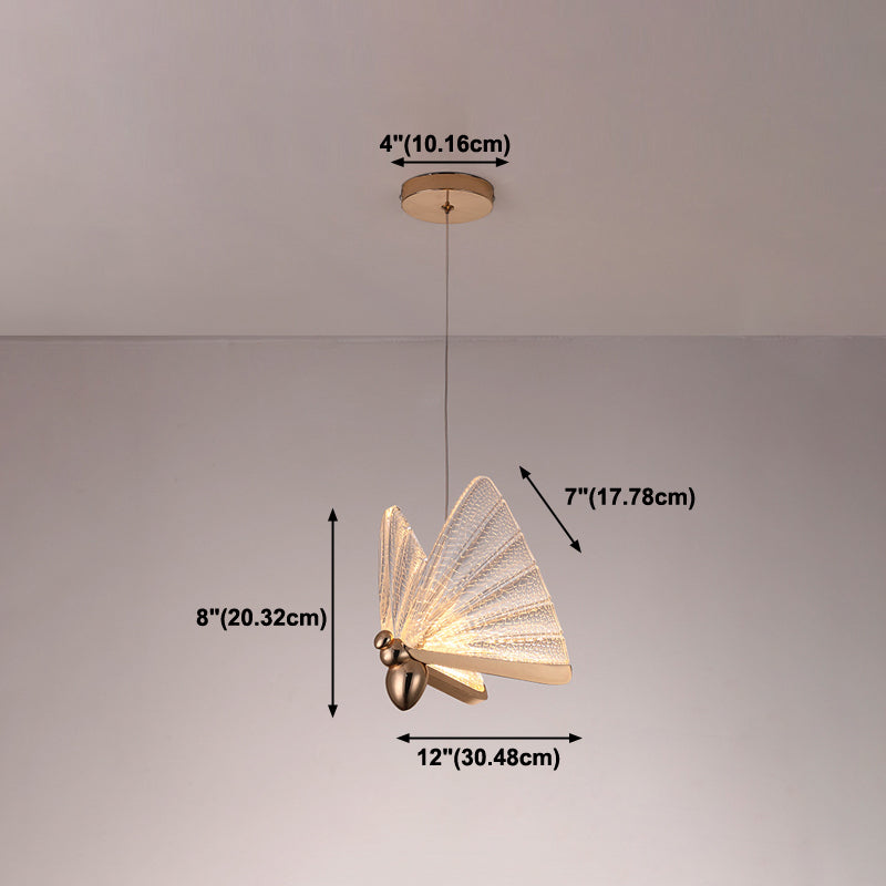 Metal Butterfly Shade Hanging Lights Modern Style 1 Head Hanging Mount Fixture for Bedroom