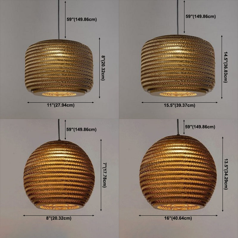 Southeast Asian Style Ceiling Light Honeycomb Cardboard Geometry Pendant Lamp for Bedroom