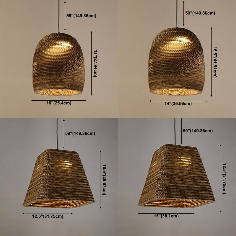 Southeast Asian Style Ceiling Light Honeycomb Cardboard Geometry Pendant Lamp for Bedroom