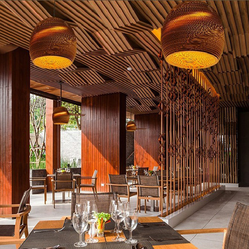 Southeast Asian Style Ceiling Light Honeycomb Cardboard Geometry Pendant Lamp for Bedroom