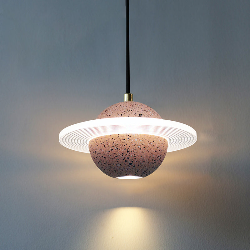 Stone Hanging Light Fixture Modern Style Pendant Lamp with Acrylic Shade for Bedroom