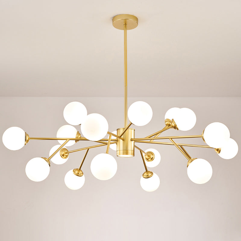 Costilla de lámpara de múltiples luces múltiples de lámpara de lámpara de forma de globo moderno con vidrio blanco