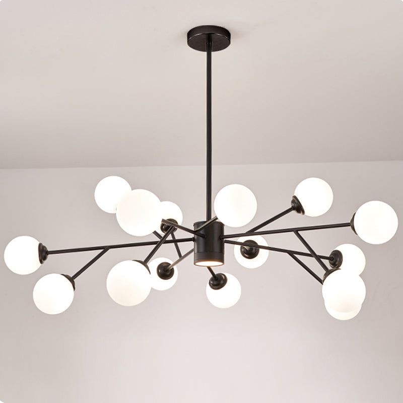 Moderner Globusform -Kronleuchter Metall Multi -Hell -Kronleuchter -Anhänger mit weißem Glas