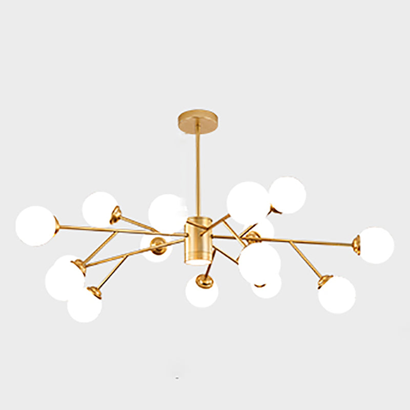 Chandelier MODELLE METAL METAL Multi Light Chandelier Pendant avec verre blanc