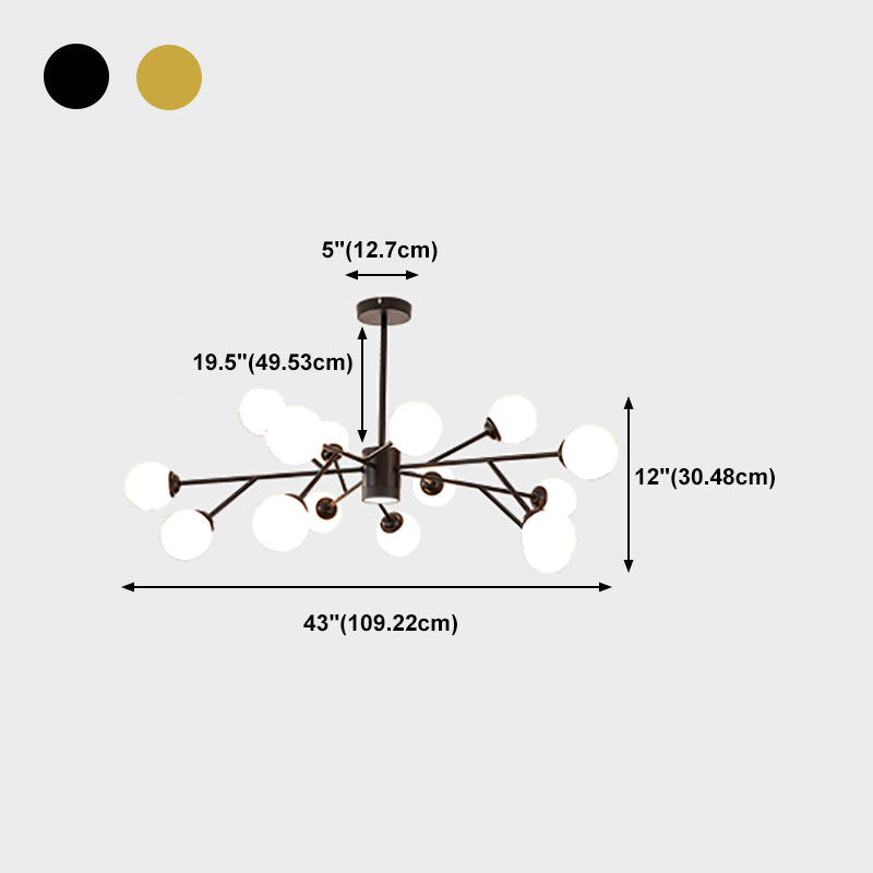 Chandelier MODELLE METAL METAL Multi Light Chandelier Pendant avec verre blanc