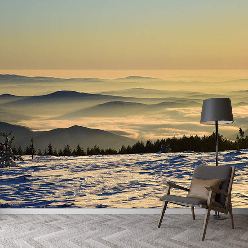 Modern Style Wall Mural Wallpaper Mountain Range Sitting Room Wall Mural