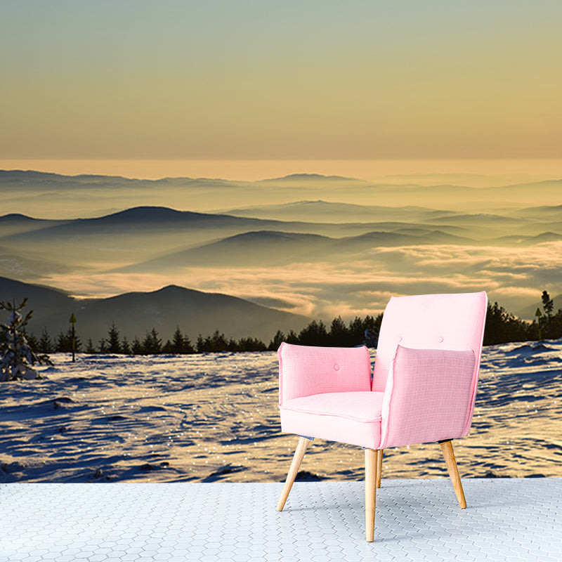 Modern Style Wall Mural Wallpaper Mountain Range Sitting Room Wall Mural