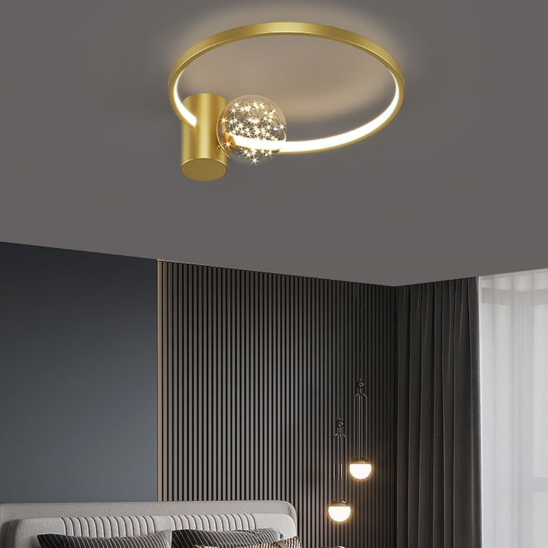 Lámpara de techo moderna de montaje con lavado de LED redondo en oro para sala de estar