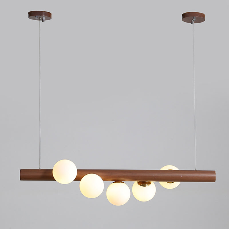 Modern Style Spherical Island Lights Wood Large Kitchen Pendant Lights