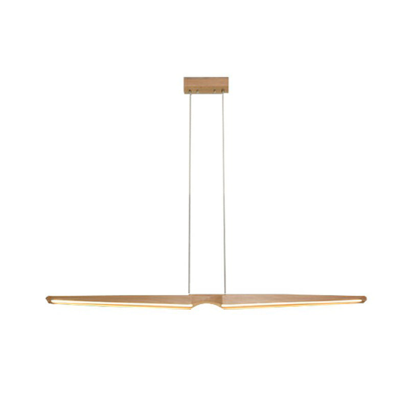 Lineare Anhänger Beleuchtungskörper Holz 2 Leichte zeitgenössische Küchenpendelleuchte