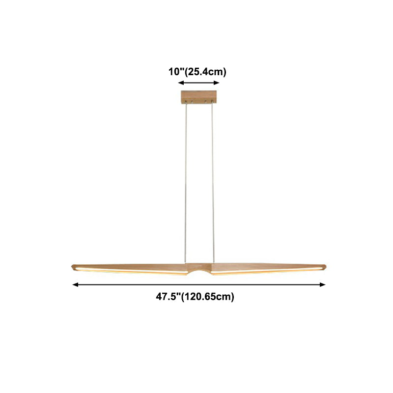 Lineare Anhänger Beleuchtungskörper Holz 2 Leichte zeitgenössische Küchenpendelleuchte