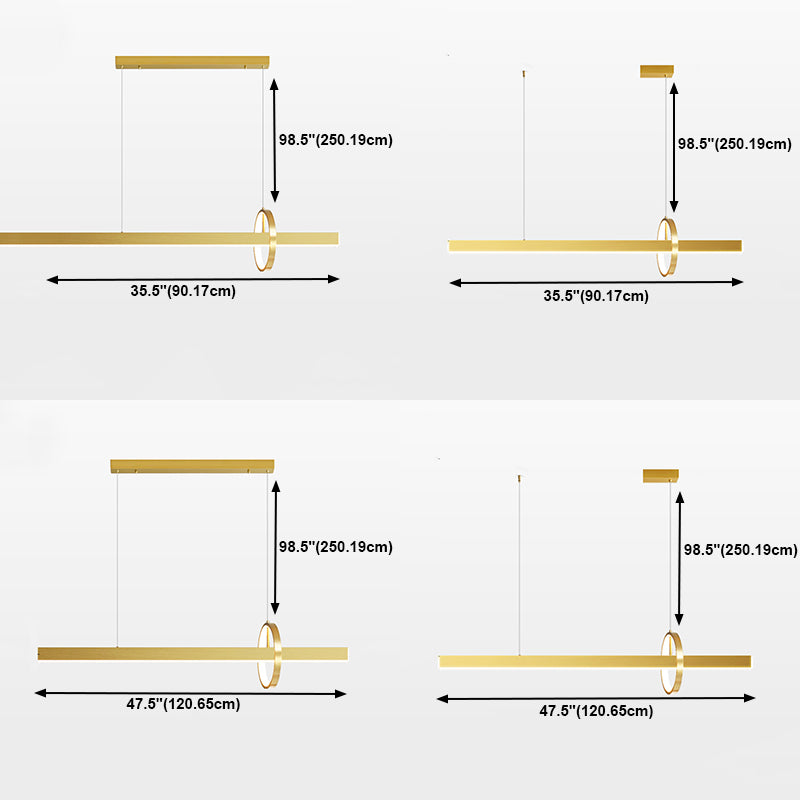 Lineare Form Island Lichter zeitgenössischer Stil Metal 2 Light Island Lighting