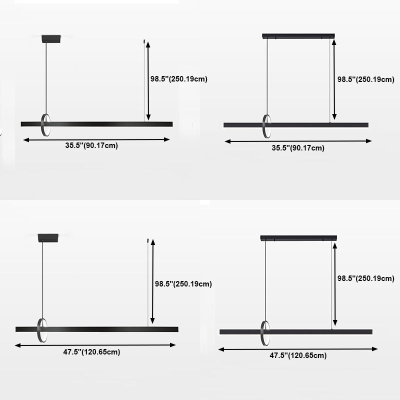 Lineare Form Island Lichter zeitgenössischer Stil Metal 2 Light Island Lighting