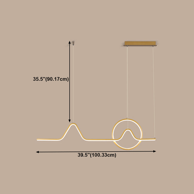 Moderner Stil linearer Form Island Leuchten Metall Zwei Lichtheizenbeleuchtung