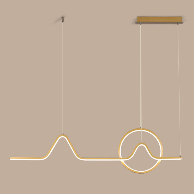 Moderner Stil linearer Form Island Leuchten Metall Zwei Lichtheizenbeleuchtung