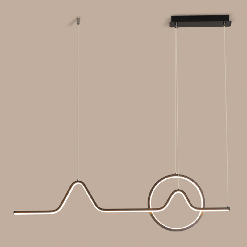 Moderner Stil linearer Form Island Leuchten Metall Zwei Lichtheizenbeleuchtung